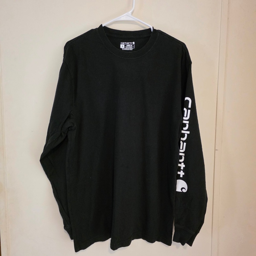 Carhartt Mens Long Sleeve Logo T Shirt Adult Medium Black Graphic Work